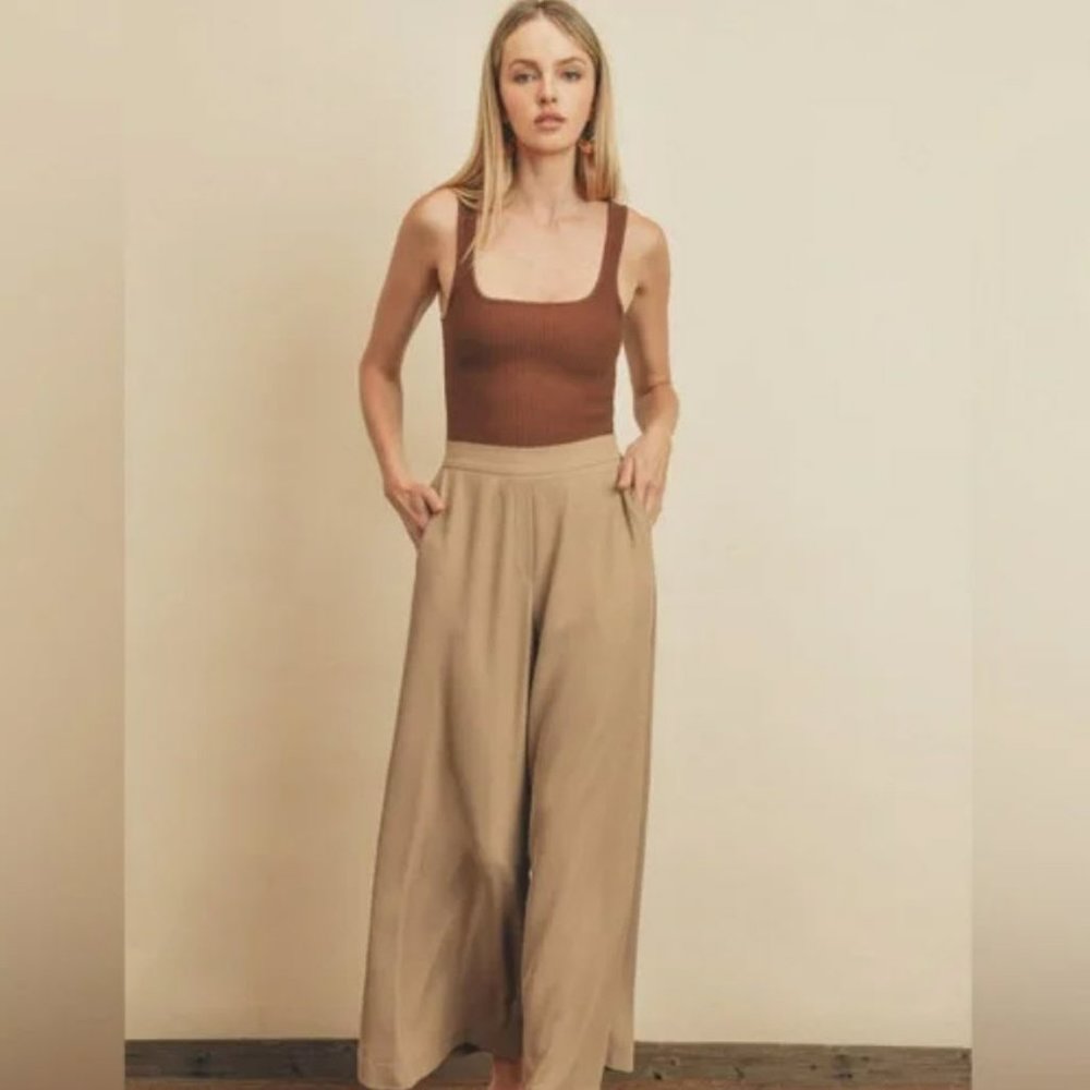 Pull on Wide Leg Pants - Taupe Size Small